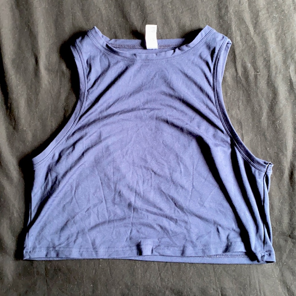 Blue sleeveless crop top